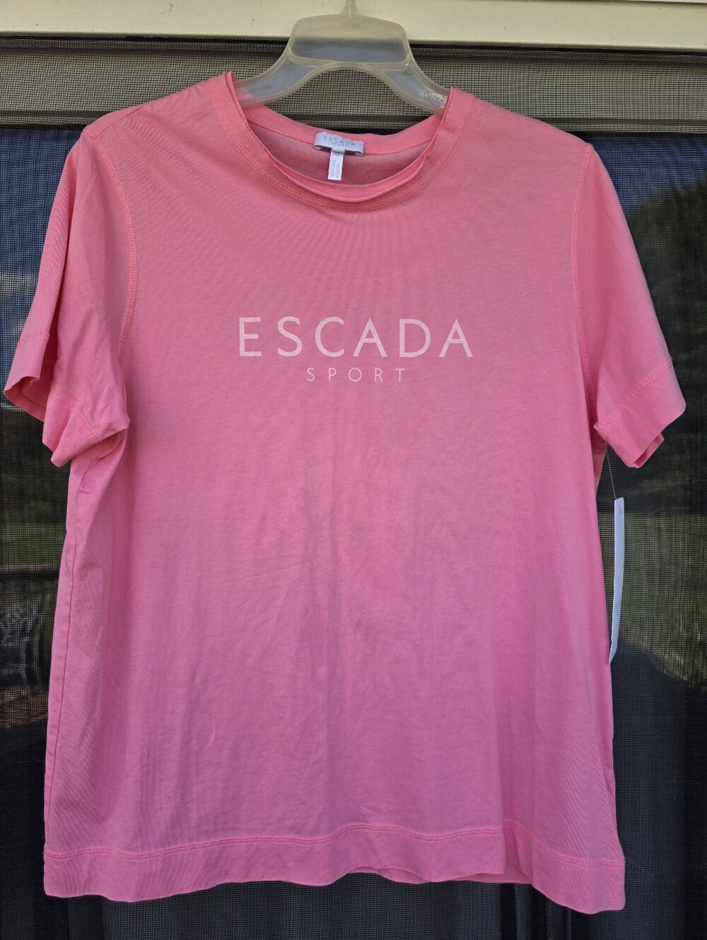 Escada Sport Relaxed Fit Coral Pink Crewneck Logo Tee M L NWT